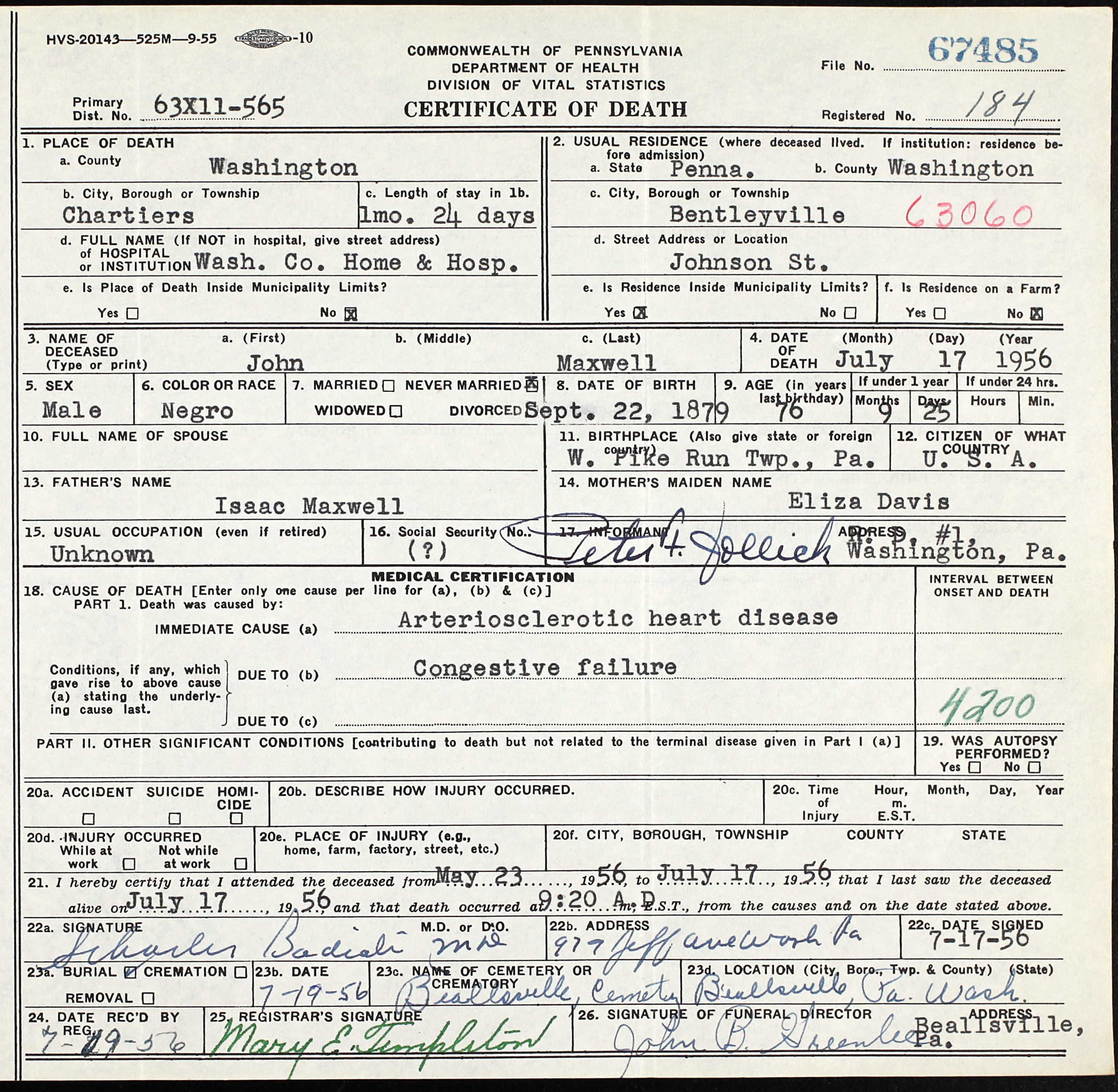 death certificate